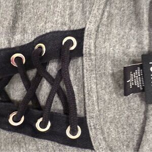 Torrid Gray Lace-Up Short Sleeve Tee